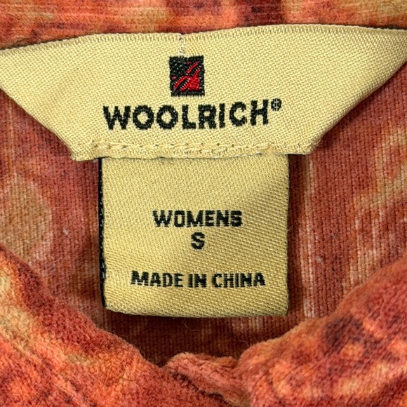 Woolrich Womens Corduroy Button Up Shirt Black Cherry Leaf Print Cotton Small - Picture 3 of 10